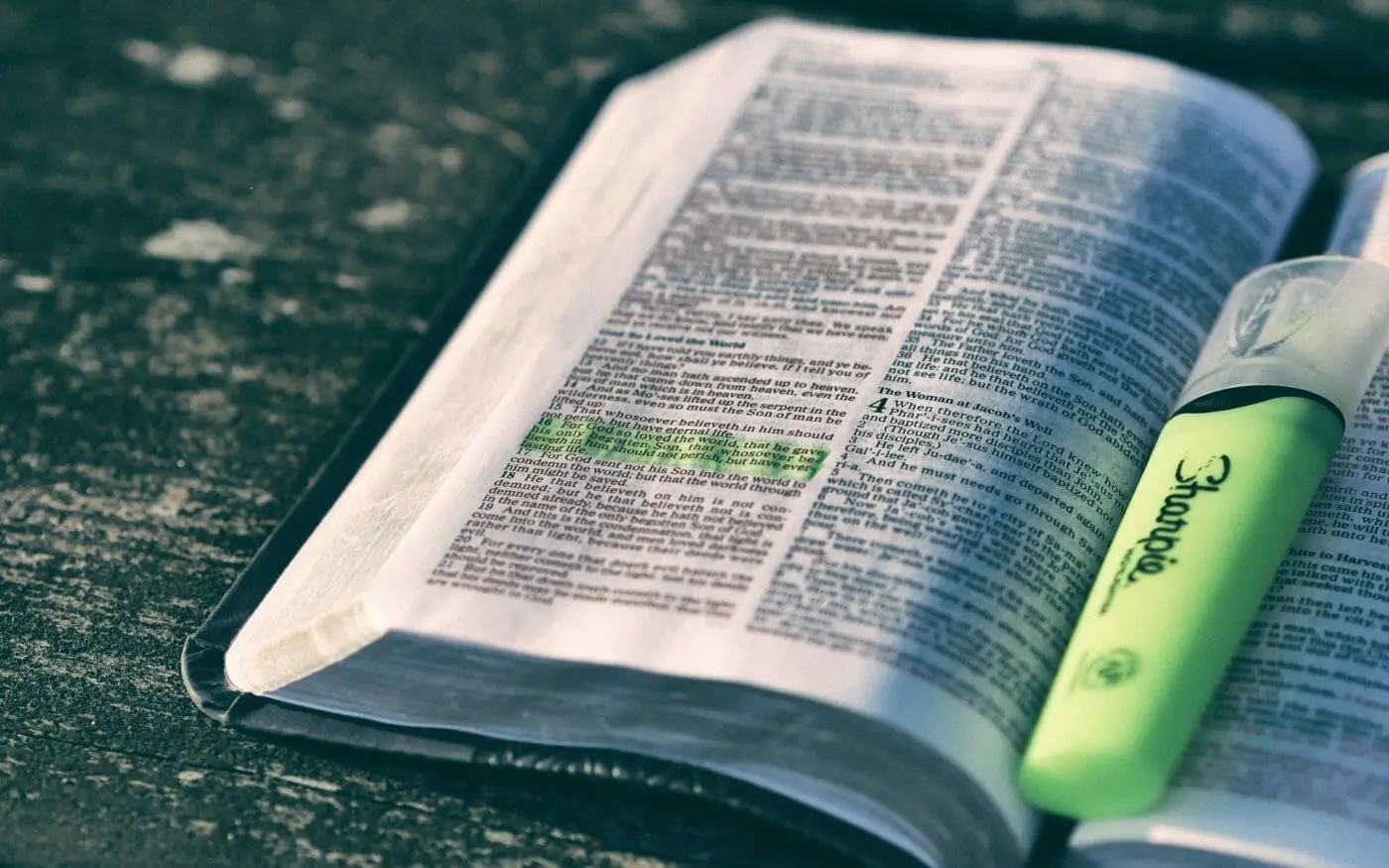 Photo of Bible with highlighter